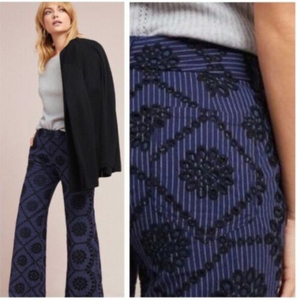 ett:twa by Anthropologie Pin Stripe Eyelet Pants